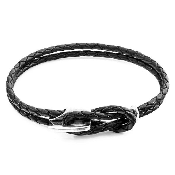 Padstow Silver and Braided Leather Bracelet