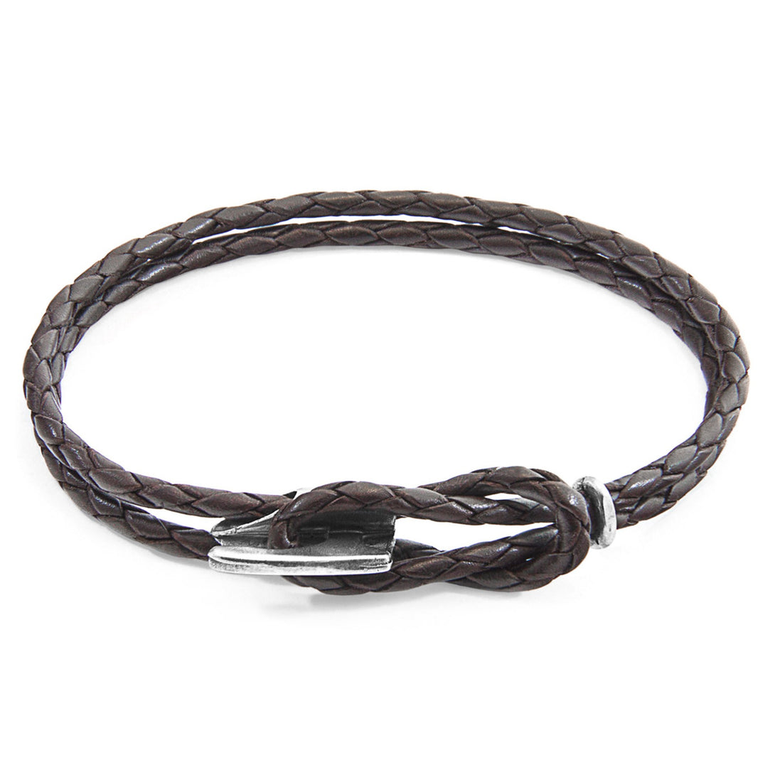 Padstow Silver and Braided Leather Bracelet