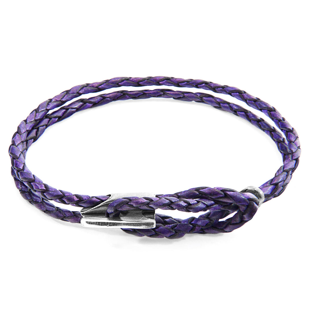 Padstow Silver and Braided Leather Bracelet