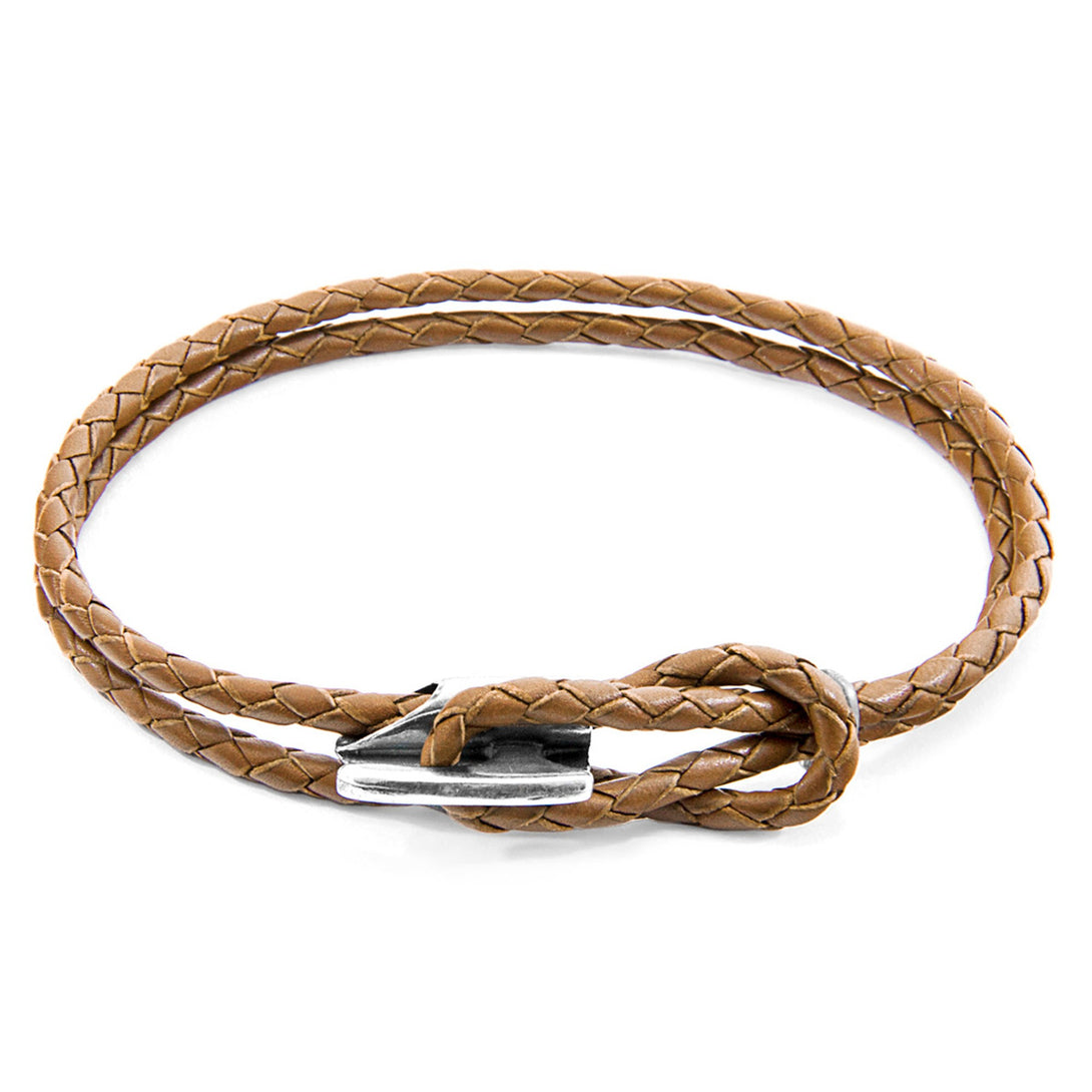 Padstow Silver and Braided Leather Bracelet